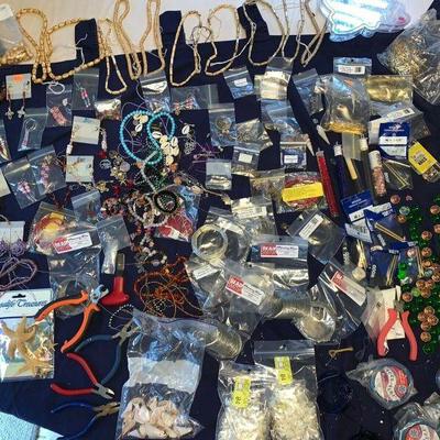 Assortment Of Craft Supplies Jewelry Making Beads Sea Shells & More
