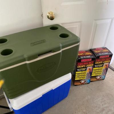 Lot # 240 Lot of Coleman Coolers / Escape Ladders 