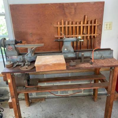 Lot # 242 Delta Milwaukee 50â€ Lathe with chisel and cutters 