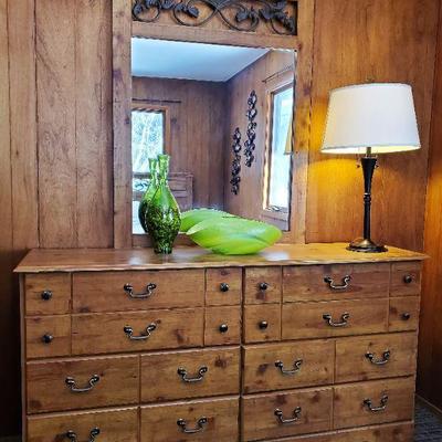 Wood Dresser and Matching Mirror