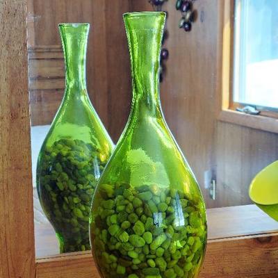 Crate & Barrel Green Glass Vase