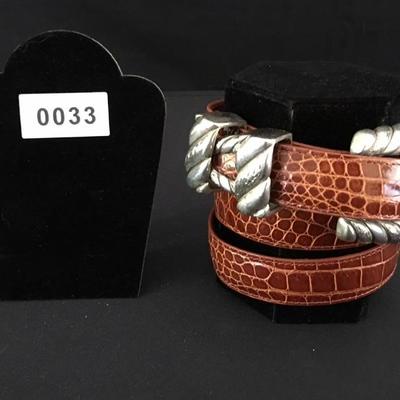 Ladies Sterling Silver and faux Alligator Belt