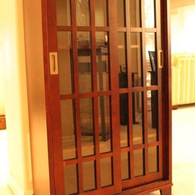 Lot 3: Tall Sliding Glass Pane Door Display/Storage Cabinet