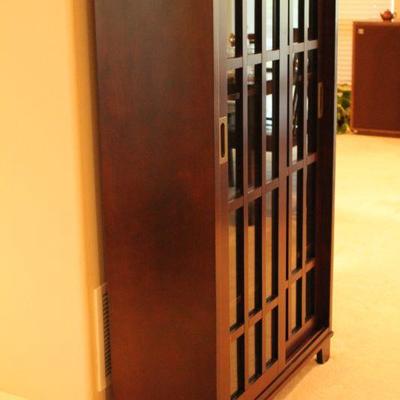 Lot 3: Tall Sliding Glass Pane Door Display/Storage Cabinet