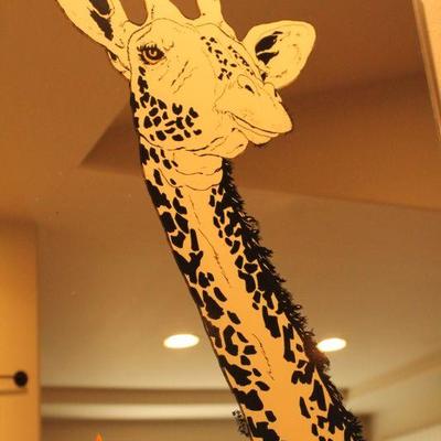 Lot 8: Vintage Mid Century Modern Mirror Art Print Giraffe by Russo (Inspection - One small nick at bottom frame line)