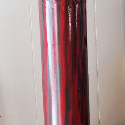 Kirklands Tall Red and Charcoal Metal Vase