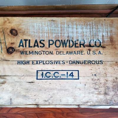 Antique Atlas Powder Company Wooden Box