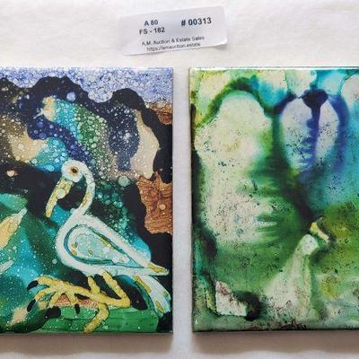 Blue/Green Hand-painted Tile Coasters