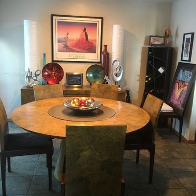 Modern Round Dining Table and Buffet