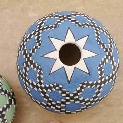3 Mini Mata Ortiz Pots and Turtle w/ Various Makers