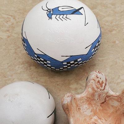 3 Mini Mata Ortiz Pots and Turtle w/ Various Makers