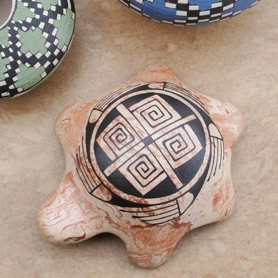 3 Mini Mata Ortiz Pots and Turtle w/ Various Makers