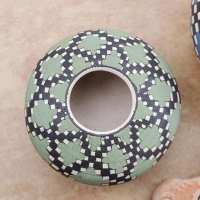 3 Mini Mata Ortiz Pots and Turtle w/ Various Makers