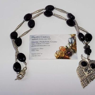 Owl Design Necklace w/ Glass Beads