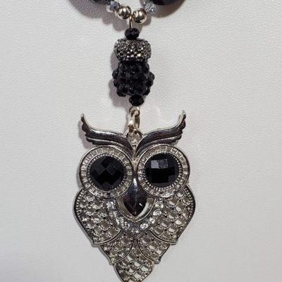 Owl Design Necklace w/ Glass Beads