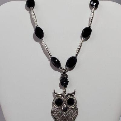 Owl Design Necklace w/ Glass Beads