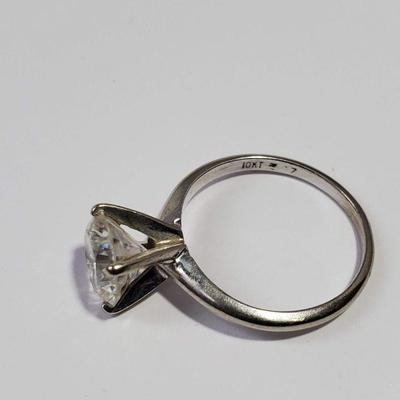 10KT White Gold CZ Solitaire Setting Ring