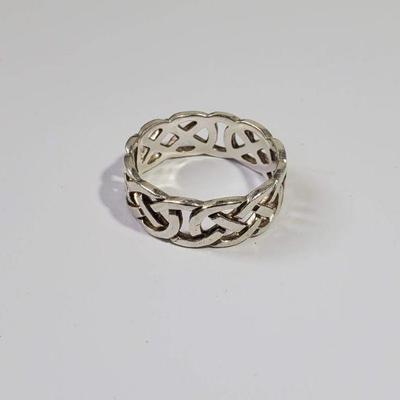 Celtic Knot Band Ring Unmarked Silver