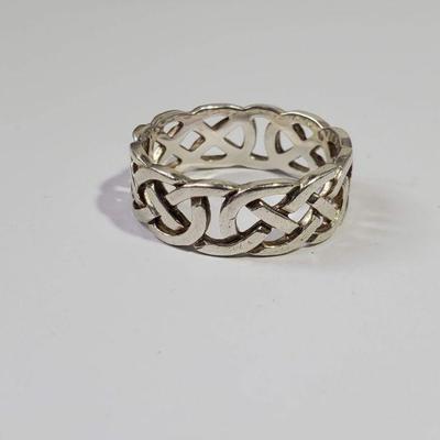 Celtic Knot Band Ring Unmarked Silver