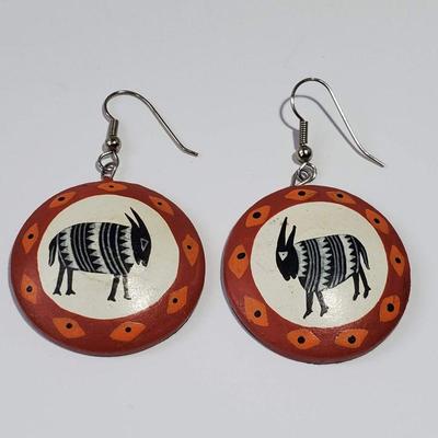 Native American Handpainted Goat Earrings