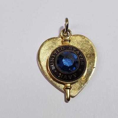 Gold USN Mini Heart Pendant