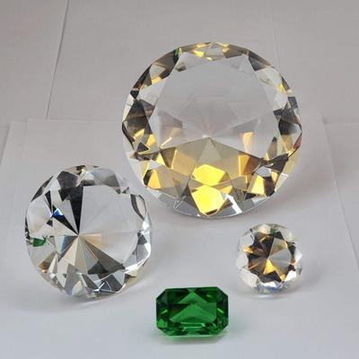Lot of 4 Small to Large Faceted Decorative Gems