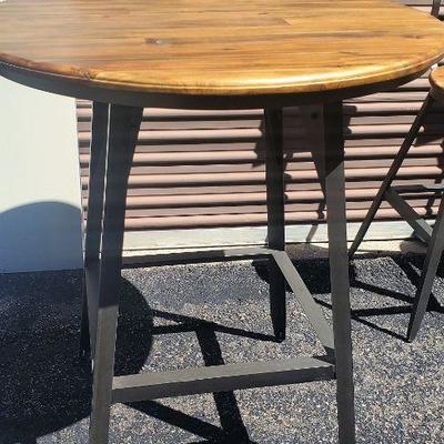 Counter Height Wood Top Table w/ 2 Chairs