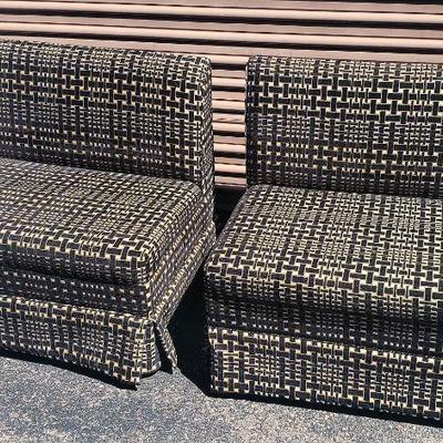 Black and Gold Armless Loveseat Pair B