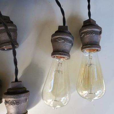 Custom Made Wood Hanging Light Fixture w/ Bulbs