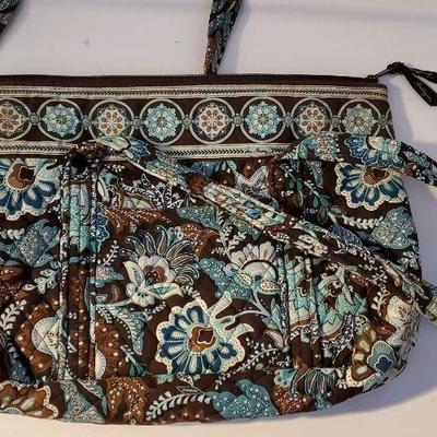 Vera Bradley Quilted Brown and Blue Floral Purse