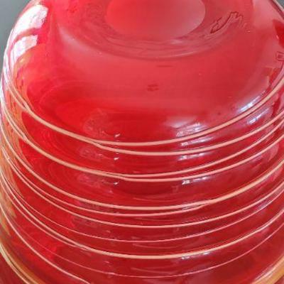 1 Green Glass Vase/1 Red Handblown Glass Vase