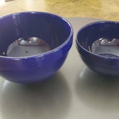 Two Dark Blue Ceramic Mixing Bowls