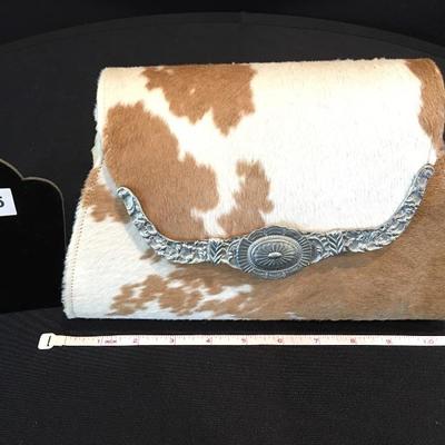 Ann Turk Cowhide & Silver Clutch Convert Shoulder Bag Item #55
