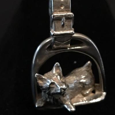 339g charming Silver Terrier Dog Belt Pendant on Buckled Stirrups Item #58