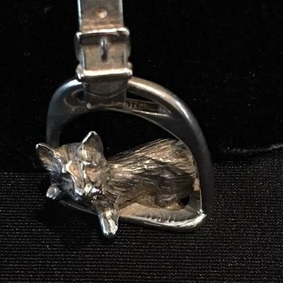 339g charming Silver Terrier Dog Belt Pendant on Buckled Stirrups Item #58