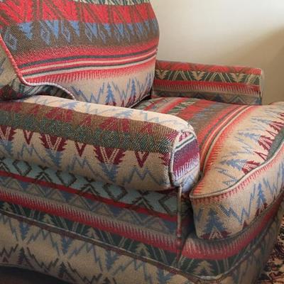 Ralph Lauren Designer Down Filled Wool Southwest Style Chair & Ottoman  Item #73