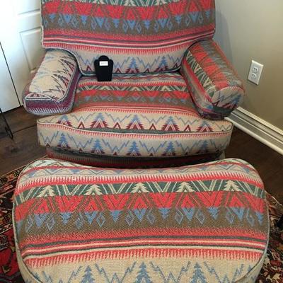 Ralph Lauren Designer Down Filled Wool Southwest Style Chair & Ottoman  Item #73