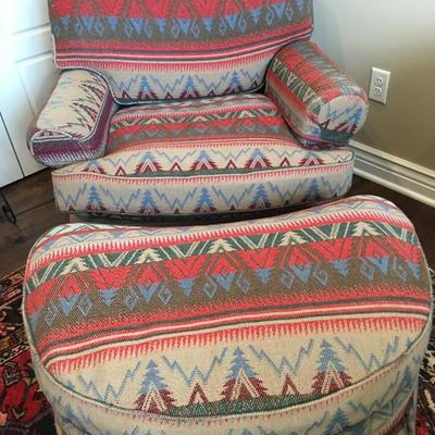 Ralph Lauren Designer Down Filled Wool Southwest Style Chair & Ottoman  Item #73