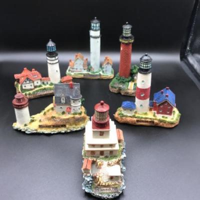 (6) Nautical Lighthouse Figurines East & West Coast Seaside Lot BB