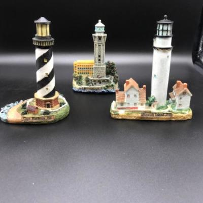 (6) Seaside Nautical Painted Lighthouses East & West Coast Lot CC