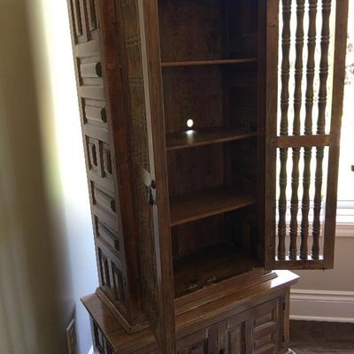 Vintage Spanish Colonial Cabinet w/ 3 Shelves & 2 Doors. Item #82