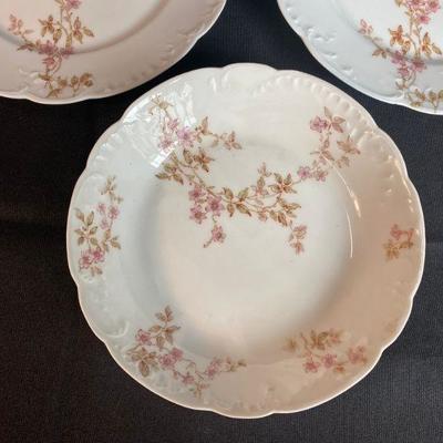 2 Salad Plates & 1 Bowl Limoges Small Pink Flowers