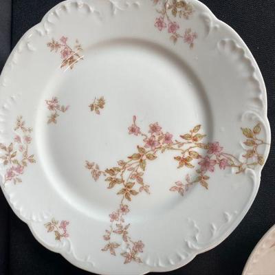 2 Salad Plates & 1 Bowl Limoges Small Pink Flowers