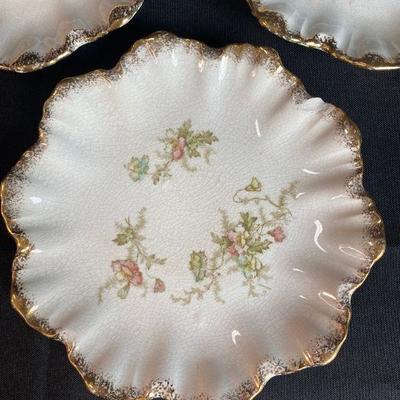 Set of 3 Limoges Scalloped Floral Plates