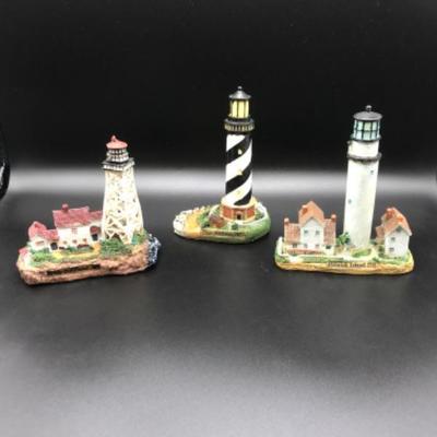 (6) East & West Coast Nautical Seaside Painted Lighthouses Lot DD