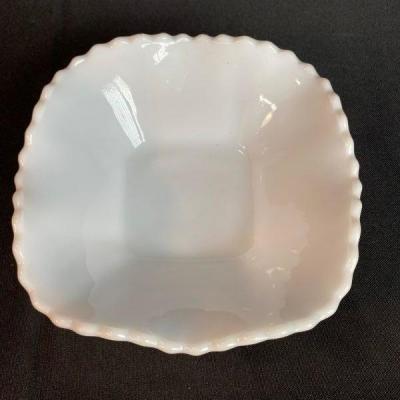Milk Glass Scalloped Edge Trinket Bowl