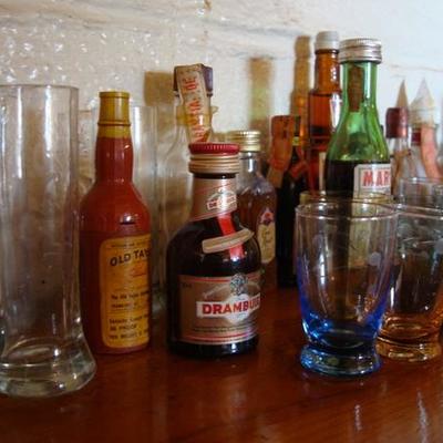 GR 117 - Small Sized Liquor Bottles & Shot Glass Collection