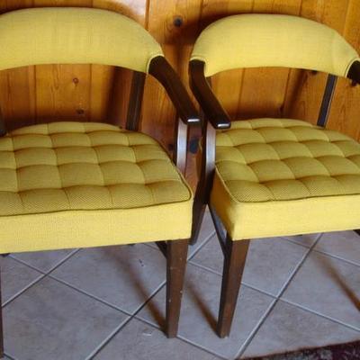 GR 125 - (2) Yellow Upholstered Barrel Back Chairs 