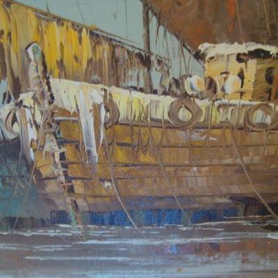 GR 134 - Large Waterfront Painting- Artist Signed