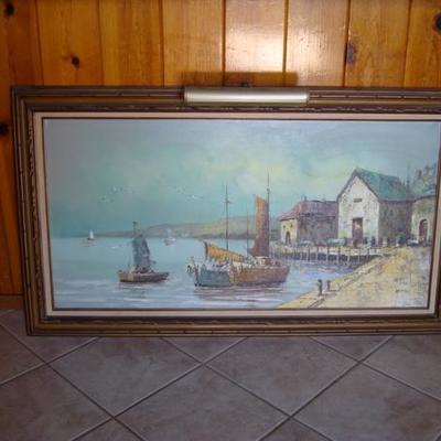 GR 134 - Large Waterfront Painting- Artist Signed